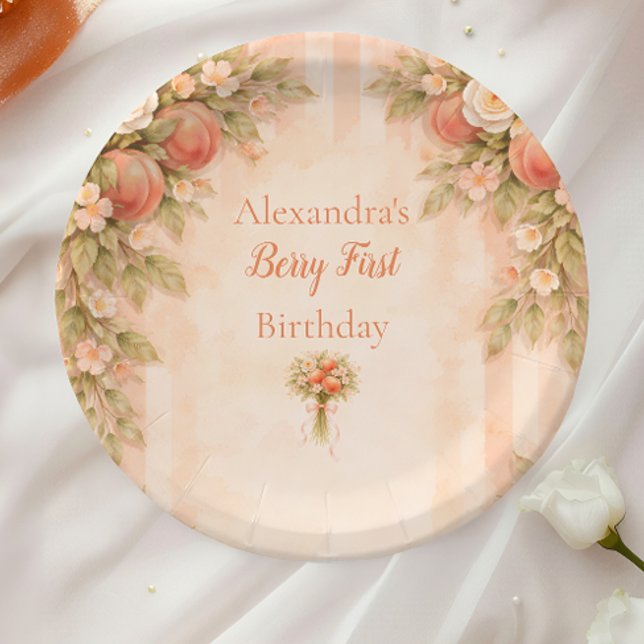 Prato De Papel Peach Garden 1st Birthday (Criador carregado)