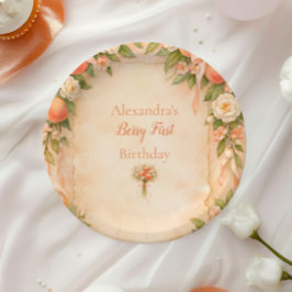 Prato De Papel Peach Garden Floral First Birthday 1st Birthday
