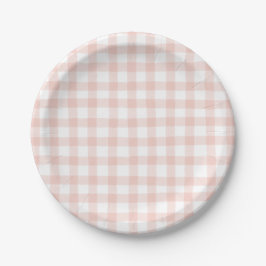 Prato De Papel Peach Gingham