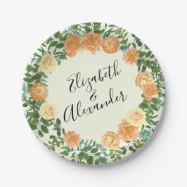 Prato De Papel Peach & Ivory Peony & Rosa Floral Weding