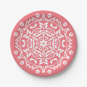 Prato De Papel Peach Mandala