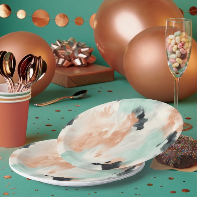 Prato De Papel Peach Mint Cream Western Cowhide (Múltiplo)