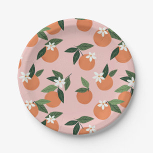 Prato De Papel Peach Orange Juice Patterno