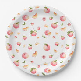 Prato De Papel Peach Pattern Birthday