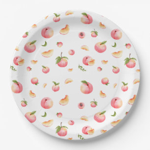 Prato De Papel Peach Pattern Birthday
