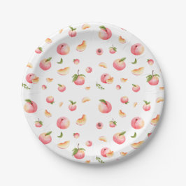 Prato De Papel Peach Pattern Birthday