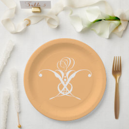 Prato De Papel Peach Retro White Flourish Rosa