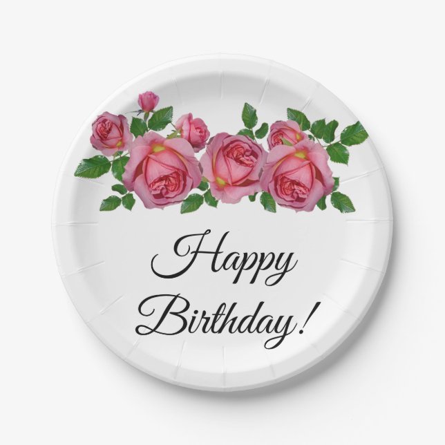 Prato De Papel Peach Rosa Birthday (Frente)