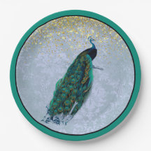 Peacock Dourado Sparkles Watercolor