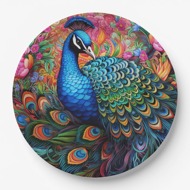 Prato De Papel Peacock Rosa Elegante Bonito (Frente)