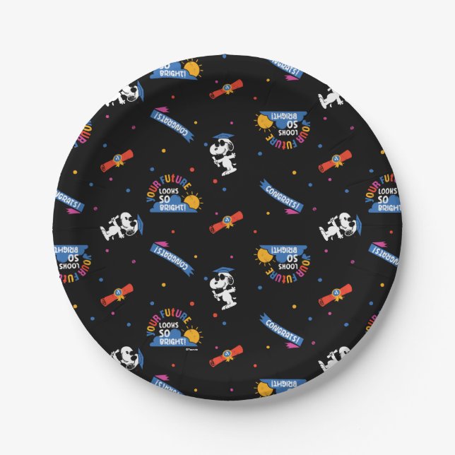 Prato De Papel Peanuts Snoopy Your Future Looks Bright Graduation (Frente)