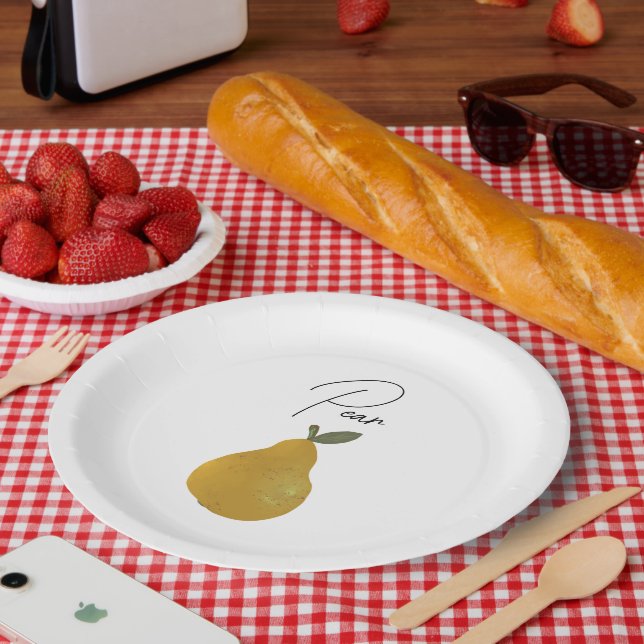 Prato De Papel Pear Fruit Illustration  (Piquenique)