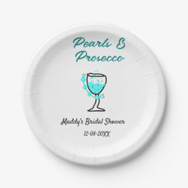 Prato De Papel Pearls and prosecco bridal shower blue black name