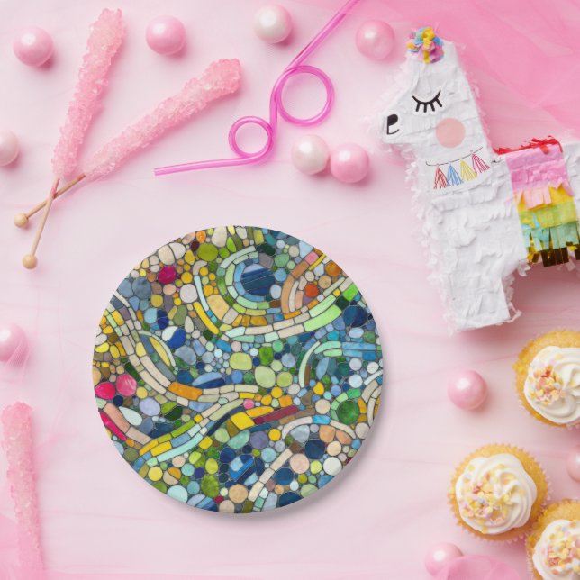 Prato De Papel Pebbles - Arte Mosaica Colorida (Festa)
