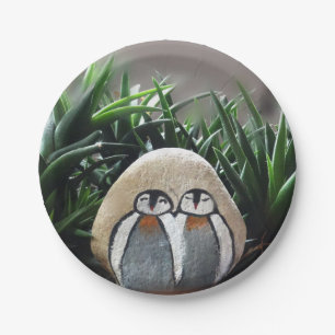 Prato De Papel Pebguins Stone Plant Photo Paper Plates 7 in