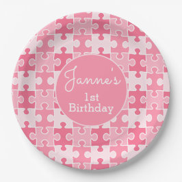 Prato De Papel Peças de Quebra-cabeça Rosa Girassol