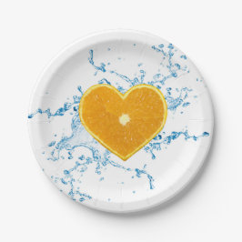 Prato De Papel Pedaço de Laranja Forma Cardíaca