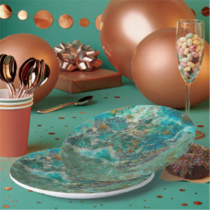 Prato De Papel Pedra Mineral Chrysocolla Azul