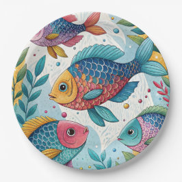 Prato De Papel Peixe-arco-íris submarino