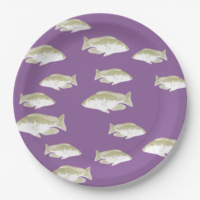 Prato De Papel Peixe em roxo (Frente)
