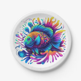 Prato De Papel Peixes Coloridos