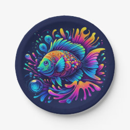 Prato De Papel Peixes Coloridos