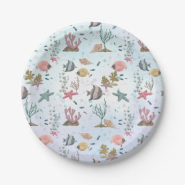 Prato De Papel Peixes Sob O Mar