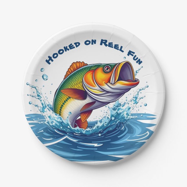 Prato De Papel Peixes viciados em diversão de Reel (Frente)