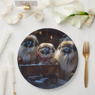 Prato De Papel Pekingese Christmas Fesason Season