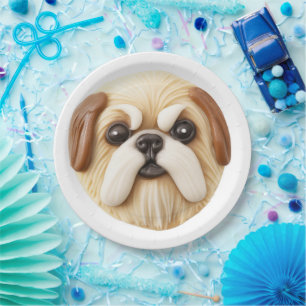 Prato De Papel Pekingese Dog 3D Inscrito