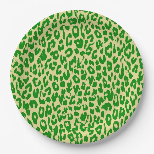 Prato De Papel Pele de Impressão de Leopardo Verde (Frente)