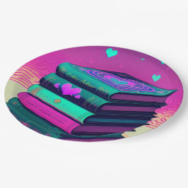 Prato De Papel Pelo Amor Dos Livros Rosa