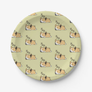 Prato De Papel Pembroke Welsh Corgi Amante de Cães Adormecidos ZZ