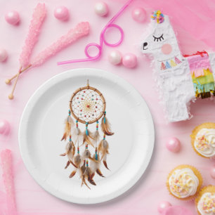 Prato De Papel Penas Mágicas de Arte Nativas Americanas de Dreamc