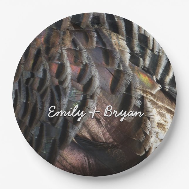 Prato De Papel Penas Selvagens Turcas I Abstrato Nature Design (Frente)