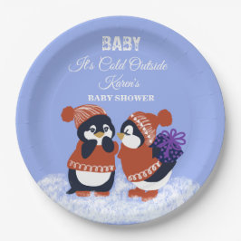 Prato De Papel Penguin Winter Snow Birthday Baby Shower Cold 