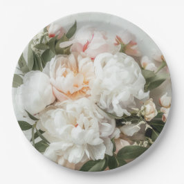 Prato De Papel Peões brancos buquê com rendas