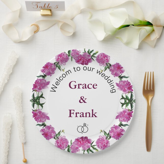 Prato De Papel Peônias. (Casamento)