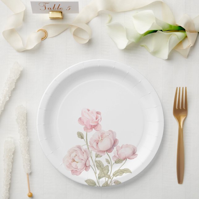 Prato De Papel peonias rosa (Casamento)