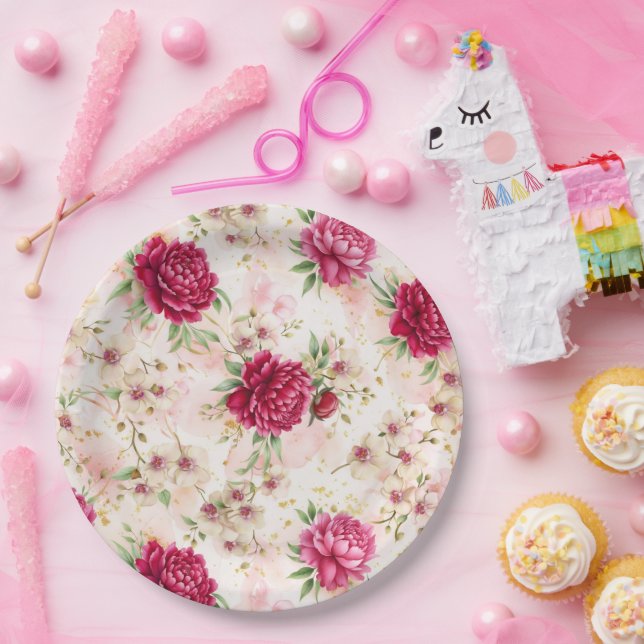 Prato De Papel Peony & Orchid Garden Floral Glam Wedding  (Festa)