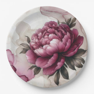 Prato De Papel Peony Rosa Abstrato