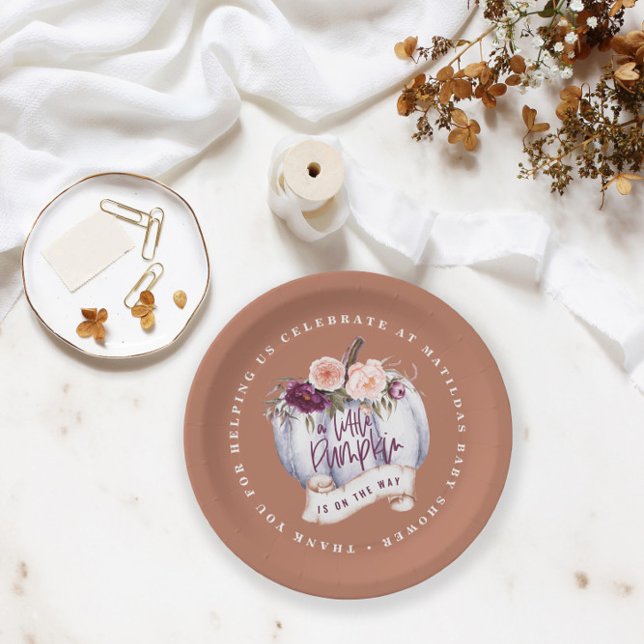 Prato De Papel Pequena abóbora chá de fraldas terracotta russa (Criador carregado)