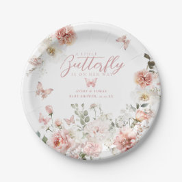 Prato De Papel Pequena Borboleta Rosa Floral Chá