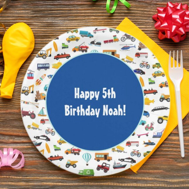 Prato De Papel Pequena Festa de aniversário De Carros De Carro (Criador carregado)