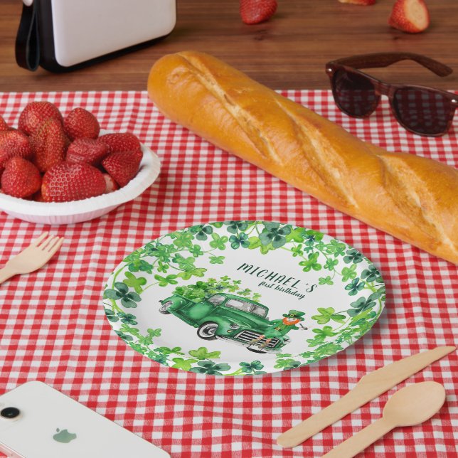 Prato De Papel Pequena Festa de aniversário Leprechaun Truck (Piquenique)