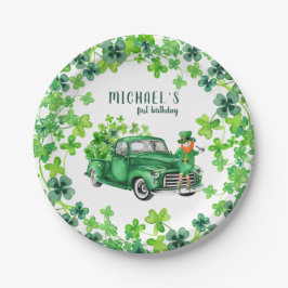 Prato De Papel Pequena Festa de aniversário Leprechaun Truck