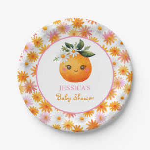 Prato De Papel Pequena Fruta Laranja Cutie com Chá de fraldas Dai