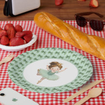 Prato de Papel Pequena Princesa Verde Menta Bola