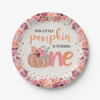 Prato De Papel Pequena Pumpkin Boho Floral 1 rua Folha de Papel