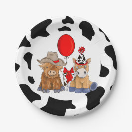 Prato De Papel Pequenas Festas de aniversário Rodeio - Vermelho